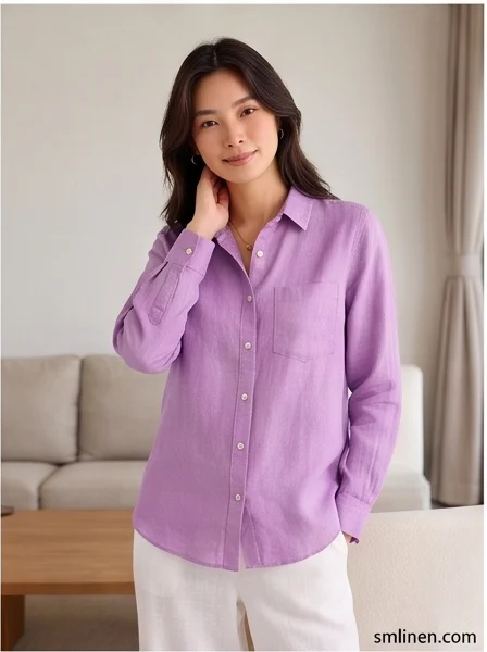 เสื้อเชิ้ตผ้าลินิน แขนยาว ปกเชิ้ต product