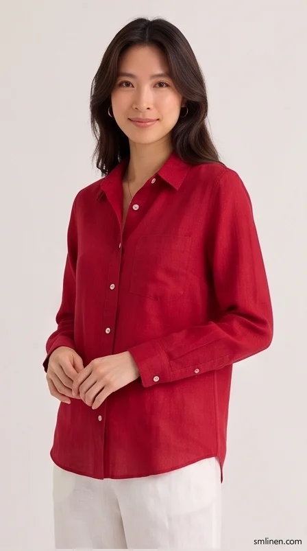 เสื้อเชิ้ตผ้าลินิน แขนยาว ปกเชิ้ต product