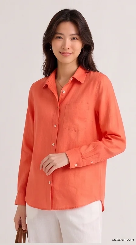 เสื้อเชิ้ตผ้าลินิน แขนยาว ปกเชิ้ต product