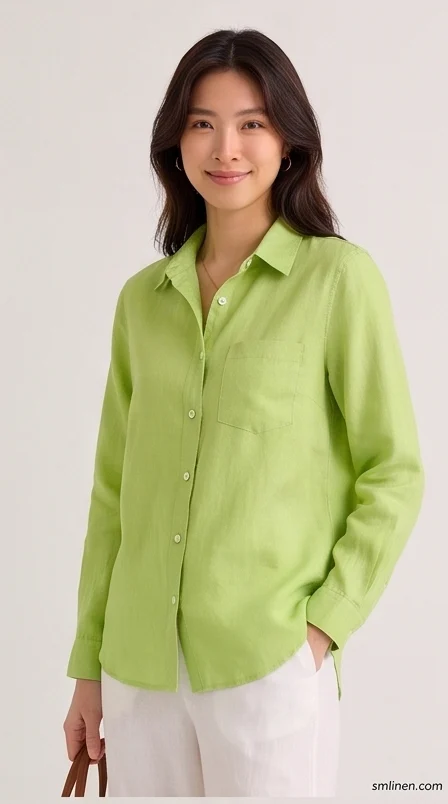 เสื้อเชิ้ตผ้าลินิน แขนยาว ปกเชิ้ต product