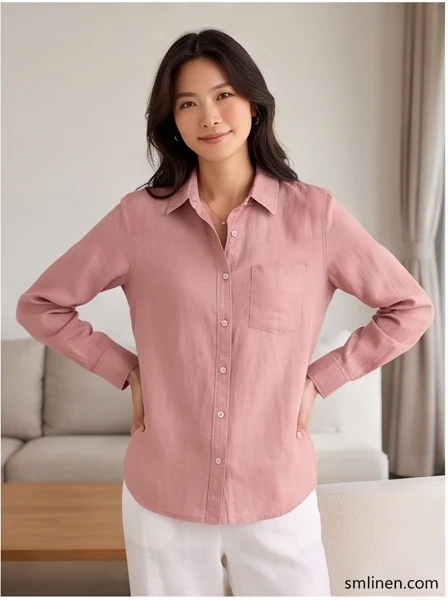 เสื้อเชิ้ตผ้าลินิน แขนยาว ปกเชิ้ต product