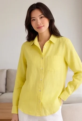 เสื้อเชิ้ตผ้าลินิน แขนยาว ปกเชิ้ต product