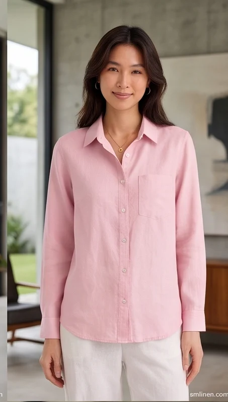 เสื้อเชิ้ตผ้าลินิน แขนยาว ปกเชิ้ต product